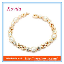 High fashion no moq crystal and pearl bracelet 2015 products wholesale new gold bracelet designs